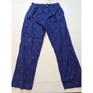 Polo Ralph Lauren Lounge Pajama Pants Mens M Blue Orange Pony Print Cotton